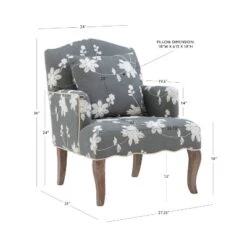 Floral Upholstered Armchair - Gray - Linon -Baxton Studio Store GUEST b356e147 085c 449f a3ab 8810778a0899