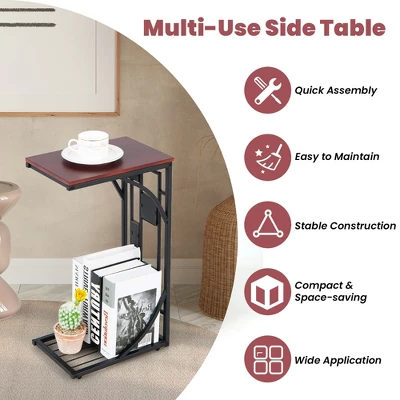 Costway 1PC2 PCS C-Shaped Side Sofa Narrow Snack Table For Living Room Bedroom Small Space 6 Costway 1PC2 PCS C-Shaped Side Sofa Narrow Snack Table For Living Room Bedroom Small Space - Image 5