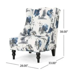 Toddman High-Back Club Chair Floral Print Blue - Christopher Knight Home -Baxton Studio Store GUEST b5b8df13 abb3 4d25 9f10 4218e8cad6de