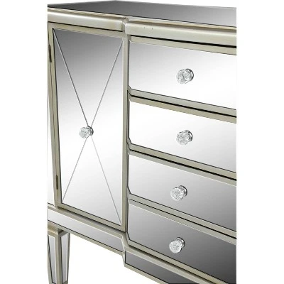 Glam Mirrored Rectangular Storage Cabinet Silver - Olivia & May 6 Glam Mirrored Rectangular Storage Cabinet Silver - Olivia & May - Image 4