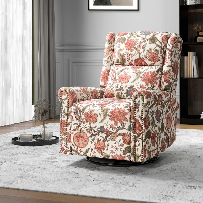 Franciscus Manual Swivel Transitional Glider Recliner With Nailhead Trims And Swivel Base | KARAT HOME 11 Franciscus Manual Swivel Transitional Glider Recliner With Nailhead Trims And Swivel Base | KARAT HOME - Image 9