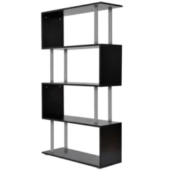 HomCom Modern S-Shaped 5 Tier Room Dividing Bookcase Wooden Storage Display Stand Shelf - Black 9 HomCom Modern S-Shaped 5 Tier Room Dividing Bookcase Wooden Storage Display Stand Shelf - Black -Baxton Studio Store GUEST b73d7c19 9d54 4338 97aa 4b0affcc0ee0