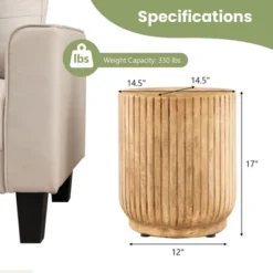 Costway 17'' Concrete Accent Side Table Tree Stump Wood-like End Table Plant Stand Stool -Baxton Studio Store GUEST b7b59777 8046 4644 9a86 7e9dbc25882c