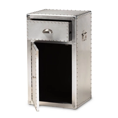 Serge Metal 1 Door Accent Storage Cabinet Silver - Baxton Studio 3 Serge Metal 1 Door Accent Storage Cabinet Silver - Baxton Studio