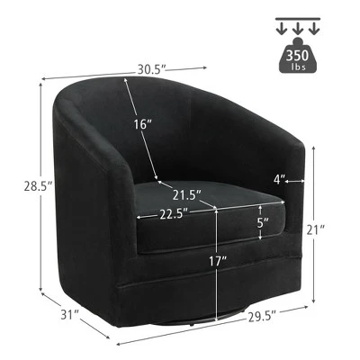 Costway Modern Swivel Barrel Chair Upholstered Velvet Armchair With Metal Base 3 Costway Modern Swivel Barrel Chair Upholstered Velvet Armchair With Metal Base