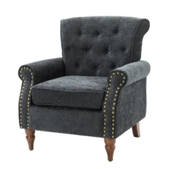 Galatea Wooden Upholstered Accent Armchair With Nailhead Trim | ARTFUL LIVING DESIGN -Baxton Studio Store GUEST ba125cb6 9643 4290 b7f4 7047fa3a493f