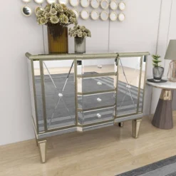 Glam Mirrored Rectangular Storage Cabinet Silver - Olivia & May 41 Glam Mirrored Rectangular Storage Cabinet Silver - Olivia & May -Baxton Studio Store GUEST bb11d400 6776 48c3 abe7 02602e5b807b