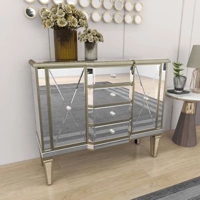 Glam Mirrored Rectangular Storage Cabinet Silver - Olivia & May 22 Glam Mirrored Rectangular Storage Cabinet Silver - Olivia & May - Image 20