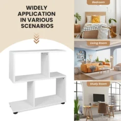 Costway 2 PCS 2-Tier Bookshelf S Shaped Bookcase Storage Rack Display Shelf W/ Foot Mats -Baxton Studio Store GUEST bba0f709 94b5 4294 9a76 daa9d279ff09