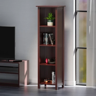55.98" 5 Tier Milan Storage Shelf Or Bookshelf Tall Walnut - Winsome 10 55.98" 5 Tier Milan Storage Shelf Or Bookshelf Tall Walnut - Winsome - Image 8