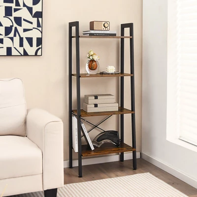 Costway 4-Tier Bookshelf Industrial Display Storage Shelf Plant Flower Stand Metal Frame 3 Costway 4-Tier Bookshelf Industrial Display Storage Shelf Plant Flower Stand Metal Frame