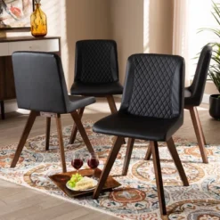 Set Of 4 Pernille Faux Leather Walnut Finished Dining Chairs - Baxton Studio 10 Set Of 4 Pernille Faux Leather Walnut Finished Dining Chairs - Baxton Studio -Baxton Studio Store GUEST bceda306 d0e9 4355 a4df 2a702cd033bb