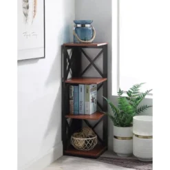 38.5" Oxford 3 Tier Corner Bookcase - Breighton Home -Baxton Studio Store GUEST bd067783 0d92 4bee b31f 538d746f1b32