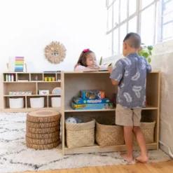 ECR4Kids Double-Sided Mobile Book Display With Storage, Classroom Bookshelf, Natural -Baxton Studio Store GUEST bd3a6d74 3770 4f8c 8568 09db004052a1