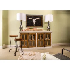 Tucker Credenza With Clear Tempered Glass Window White/Natural - Stylecraft 16 Tucker Credenza With Clear Tempered Glass Window White/Natural - Stylecraft -Baxton Studio Store GUEST beb3c075 e651 45f5 8d88 243234108254