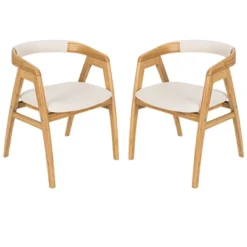 Costway Set Of 2 Bamboo Accent Chairs Leisure Chairs Armchairs W/ Seat Cushion -Baxton Studio Store GUEST bec2a11b 8a90 4342 a6a8 4f59e5dd7489