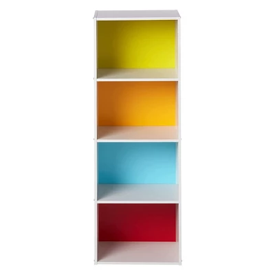 Hodedah Import 12 D X 16 W X 47 H Inch 4 Shelf Bookcase Storage Organizer Solution For Living Room, Bedroom, Or Office, White And Rainbow 3 Hodedah Import 12 D X 16 W X 47 H Inch 4 Shelf Bookcase Storage Organizer Solution For Living Room, Bedroom, Or Office, White And Rainbow