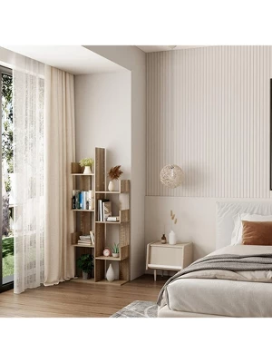 Year Color Rustic Wood Freestanding Industrial Bookshelf For Storage In Bedroom, Living Room, And Office 6 Year Color Rustic Wood Freestanding Industrial Bookshelf For Storage In Bedroom, Living Room, And Office - Image 4