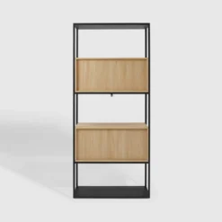 75" Modern Reeded Door Storage Bookshelf Coastal Oak/Black - Saracina Home 14 75" Modern Reeded Door Storage Bookshelf Coastal Oak/Black - Saracina Home -Baxton Studio Store GUEST c2b61cbf ec0f 403e b734 616ad8d7935e