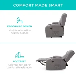 Best Choice Products Electric Power Lift Linen Recliner Massage Chair Furniture W/ USB Port, Heat, Cupholders -Baxton Studio Store GUEST c3706a48 ec76 4e40 8e23 acf883fa905c