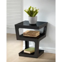 Clara Modern End Table With 3 Tieglass Shelves Black - Baxton Studio -Baxton Studio Store GUEST c4bf1ebc ed46 455a 84c1 69ad1ed6b5c5