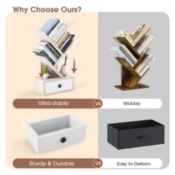 Tangkula 5-Tier Tree Bookshelf W/ Wooden Drawer Display Storage Organizer Rack -Baxton Studio Store GUEST c54ad4b6 518b 4339 9c25 c7410b7eff2d