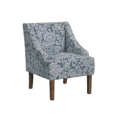 Classic Swoop Arm Chair Jacobean Print Denim - HomePop 3 Classic Swoop Arm Chair Jacobean Print Denim - HomePop
