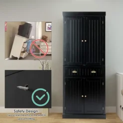 Costway Kitchen Cabinet Pantry Cupboard Freestanding W/Shelves Grey/Espresso -Baxton Studio Store GUEST c6d448a3 59d6 41fa bfcb 8d204dfe15da