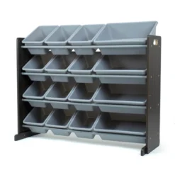 Sumatra Toy Storage Organizer With Storage Bins Espresso/Gray - Humble Crew -Baxton Studio Store GUEST c8e5dcb7 0496 498f 88d2 c192e2651b2b