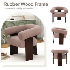 Cheryl Set Of 2 Teddy Velvet 23.2" Wider Seat And Backrest Upholstered With Rubberwood Legs Curved Wishbone Frame Accent Chair-Maison Boucle -Baxton Studio Store GUEST cb07563d 6fd8 41a4 8fe6 4e01dfac02ca