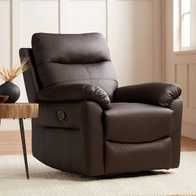 Elm Lane Newport Dark Brown Faux Leather Recliner Chair Modern Armchair Comfortable Push Manual Reclining Footrest For Bedroom Living Room Reading 3 Elm Lane Newport Dark Brown Faux Leather Recliner Chair Modern Armchair Comfortable Push Manual Reclining Footrest For Bedroom Living Room Reading