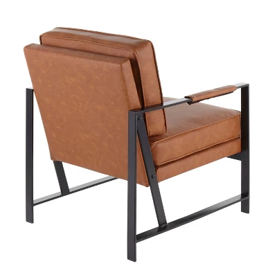 Franklin Armchair With Faux Leather Black/Camel Brown - LumiSource 4 Franklin Armchair With Faux Leather Black/Camel Brown - LumiSource - Image 2