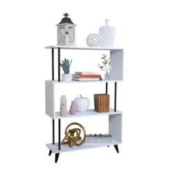 46.5" 4 Tier S Shaped Bookcase White/Black - Danya B. -Baxton Studio Store GUEST cc8514e6 8b08 4c92 a4d0 a8e93f0ed88b