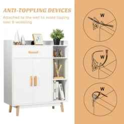 Costway Floor Storage Cabinet Free Standing Cupboard Chest W/1 Drawer 2 Doors 3 Shelves 19 Costway Floor Storage Cabinet Free Standing Cupboard Chest W/1 Drawer 2 Doors 3 Shelves -Baxton Studio Store GUEST cced8a40 c7e3 46f6 97a3 160fb291c5b5