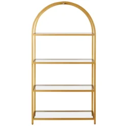 62 In. Arched Brass Finish Bookcase - Henn&Hart