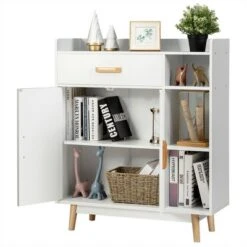 Costway Floor Storage Cabinet Free Standing Cupboard Chest W/1 Drawer 2 Doors 3 Shelves 14 Costway Floor Storage Cabinet Free Standing Cupboard Chest W/1 Drawer 2 Doors 3 Shelves -Baxton Studio Store GUEST d027bda1 e35b 4f2c 8d37 77300cfb7996