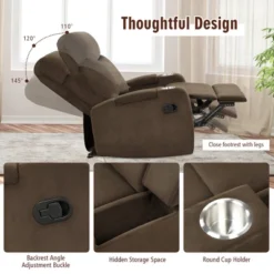 Costway Recliner Chair Single Sofa Lounger With Arm Storage & Cup Holder CoffeeGreyBrown 20 Costway Recliner Chair Single Sofa Lounger With Arm Storage & Cup Holder CoffeeGreyBrown -Baxton Studio Store GUEST d154d469 9809 42d0 bfdd a8845afe5bbb