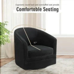 Costway Modern Swivel Barrel Chair Upholstered Velvet Armchair With Metal Base 12 Costway Modern Swivel Barrel Chair Upholstered Velvet Armchair With Metal Base -Baxton Studio Store GUEST d18e3f5d 2f09 43f7 9806 b9f1df234ce7