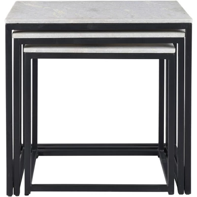 Coast To Coast Ponga 23"W Black Powder Iron And White Marble Nesting Tables Set Of 3 7 Coast To Coast Ponga 23"W Black Powder Iron And White Marble Nesting Tables Set Of 3 - Image 5