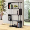 HomCom Modern S-Shaped 5 Tier Room Dividing Bookcase Wooden Storage Display Stand Shelf - Black -Baxton Studio Store GUEST d2623af3 e94e 4484 bf58 fd452206f378