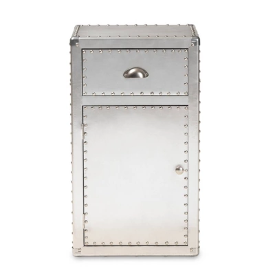 Serge Metal 1 Door Accent Storage Cabinet Silver - Baxton Studio 4 Serge Metal 1 Door Accent Storage Cabinet Silver - Baxton Studio - Image 2