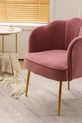 Modern Shell Shape Armchair Accent Chair With Gold Legs-ModernLuxe 11 Modern Shell Shape Armchair Accent Chair With Gold Legs-ModernLuxe - Image 9