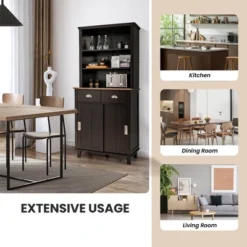 Tangkula Freestanding Buffet Hutch Kitchen Pantry Storage Cabinet W/ Sliding Doors -Baxton Studio Store GUEST d35f0116 69c3 425c 9014 da2a6e5550ea