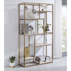 70.25" Amstil 6 Shelf Display Bookcase Champagne - MiBasics
