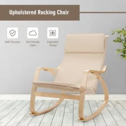 Costway Modern Bentwood Rocking Chair Fabric Upholstered Relax Rocker Lounge Chair GrayBeige 16 Costway Modern Bentwood Rocking Chair Fabric Upholstered Relax Rocker Lounge Chair GrayBeige -Baxton Studio Store GUEST d4ca3624 529d 40a6 8d22 b8f8f396ad77