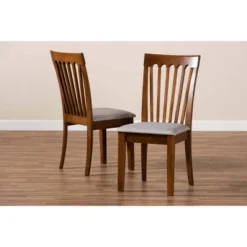Set Of 2 Minette Fabric Upholstered Wood Dining Chairs Gray/Walnut - Baxton Studio -Baxton Studio Store GUEST d593cc1a d63e 49e4 983c 876c2ecd75a8