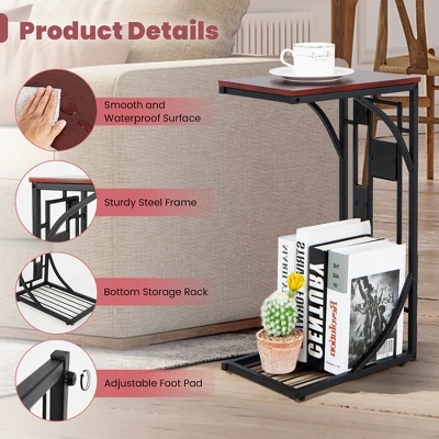 Costway 1PC2 PCS C-Shaped Side Sofa Narrow Snack Table For Living Room Bedroom Small Space 7 Costway 1PC2 PCS C-Shaped Side Sofa Narrow Snack Table For Living Room Bedroom Small Space - Image 6