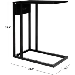 Portland Usb Side Table - Black - Safavieh -Baxton Studio Store GUEST d6750910 f95e 42b0 9fbc 65905bca0027