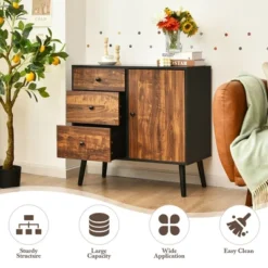 Costway Storage Cabinet W/Drawer & Side Cabinet 31.5'' Sideboard Dresser Cupboard -Baxton Studio Store GUEST d708819f dba2 4e9b a2e2 b9f939da9cd8