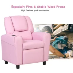 Costway Kids Recliner Armchair Children's Furniture Sofa Seat Couch Chair W/Cup Holder Pink -Baxton Studio Store GUEST d851aace 9992 4d00 b509 7180d3db910e